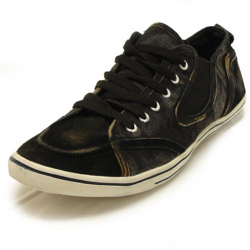 Fiesso Black Denim Casual Sneakers FI4023